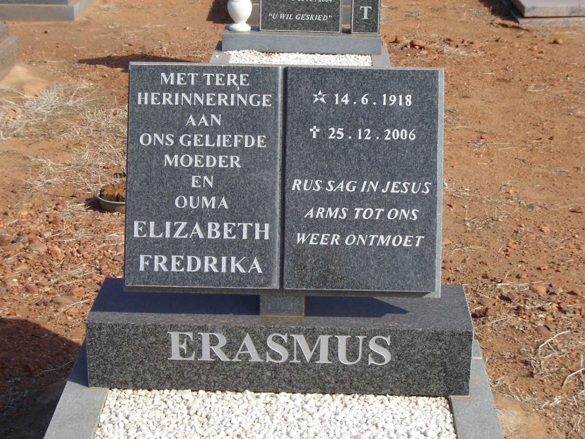 ERASMUS Elizabeth Fredrika 1918-2006