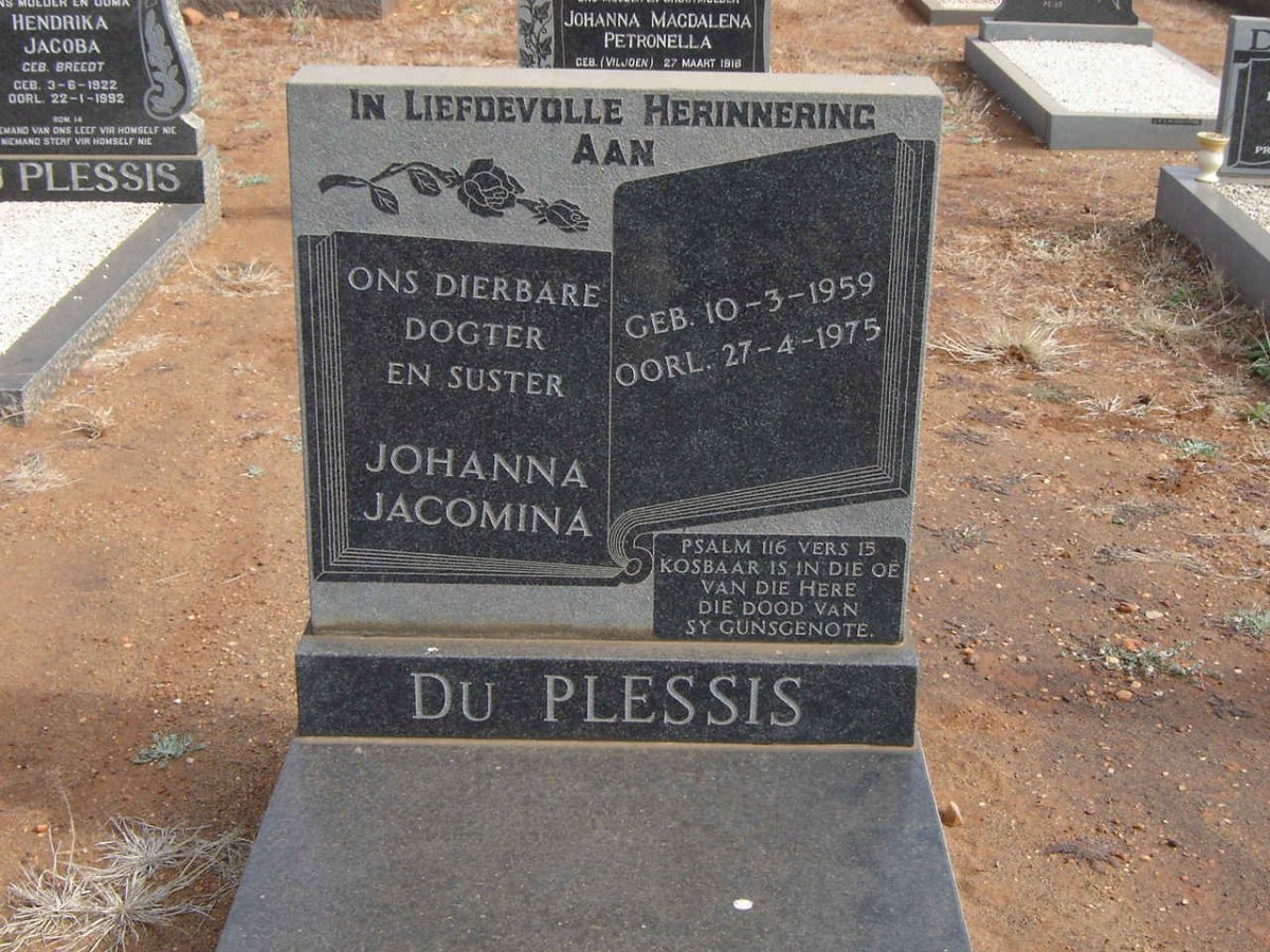 PLESSIS Johanna Jacomina, du 1959-1975