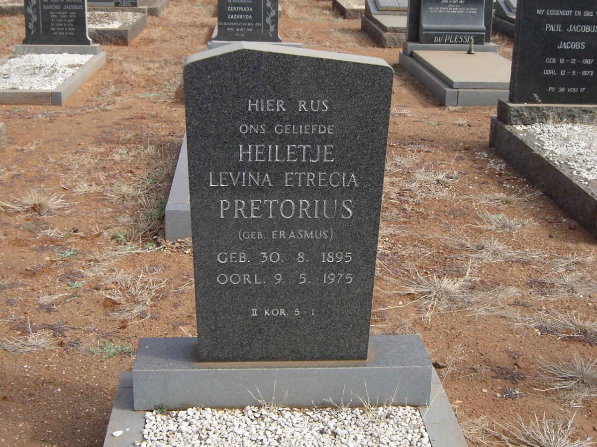 PRETORIUS Heiletje Levina Etrecia nee ERASMUS