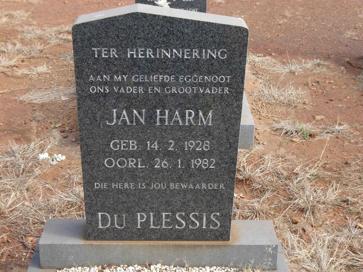 PLESSIS Jan Harm, du 1928-1982