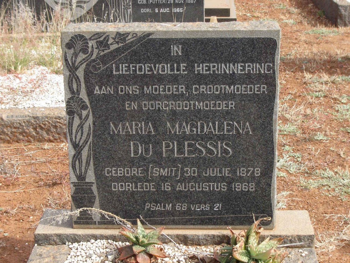 PLESSIS Maria Magdalena, du nee SMIT 1878-1968