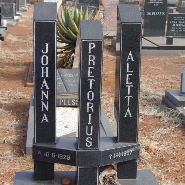 PRETORIUS Johanna Aletta 1929-1997