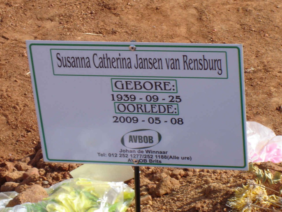 RENSBURG Susanna Catherina, Janse van 1939-2009