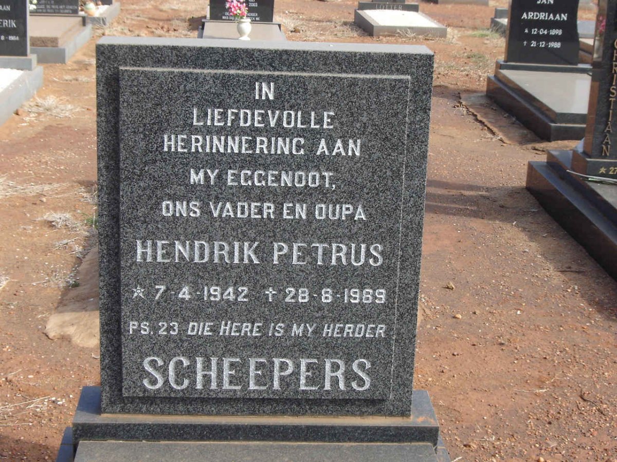 SCHEEPERS Hendrik Petrus, 1942-1989