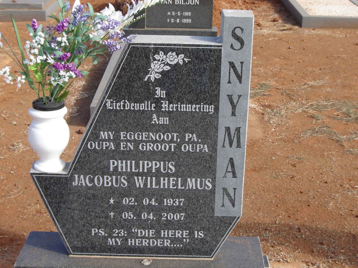 SNYMAN Philippus Jacobus Wilhelmus 1937-2007