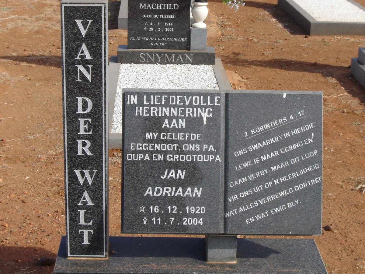 WALT Jan Adriaan, van der 1920-2004