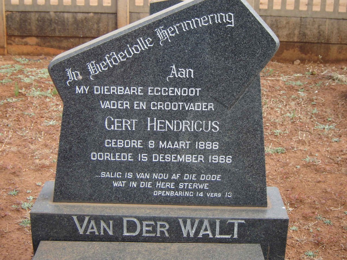 WALT Gert Hendricus, van der 1886-1966