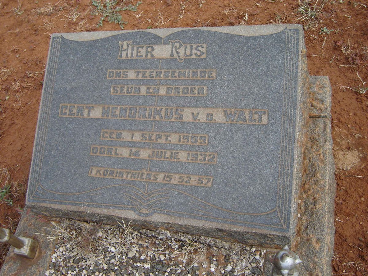 WALT Gert Hendrikus, v.d. 190?-1932