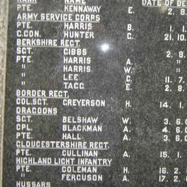 MEMORIAL IN REMEMBRANCE OF FALLEN SOLDIERS 1899-1902 #1