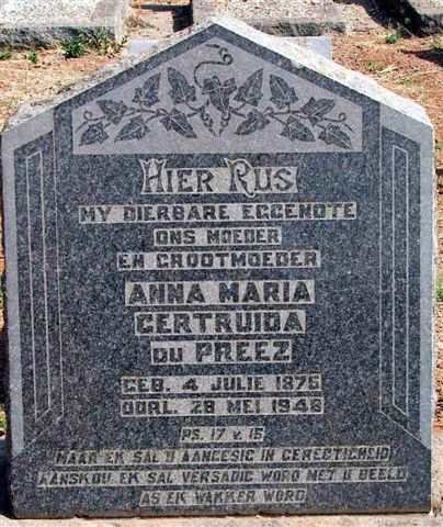 PREEZ Anna Maria Gertruida, du 1875-1943