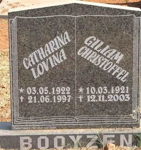 BOOYZEN Giliam Christoffel 1921-2003 &amp; Catharina Lovina 1922-1997
