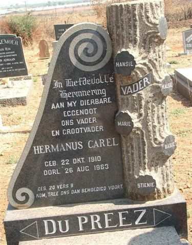 PREEZ Hermanus Carel, du 1910-1963