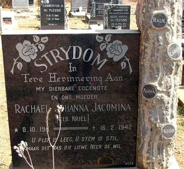STRYDOM Rachael Johanna Jacomina nee KRIEL 1911-1942