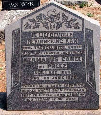 PREEZ Hermanus Carel, du 1864-1955