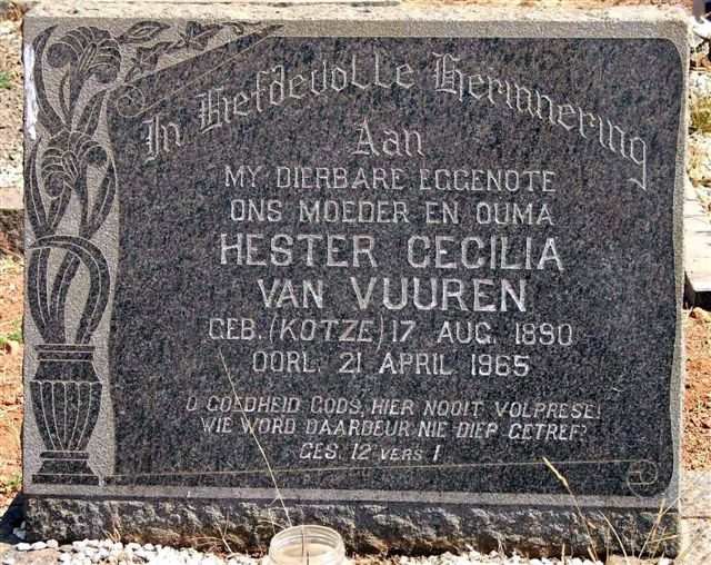 VUUREN Hester Cecilia, van nee KOTZE 1890-1965