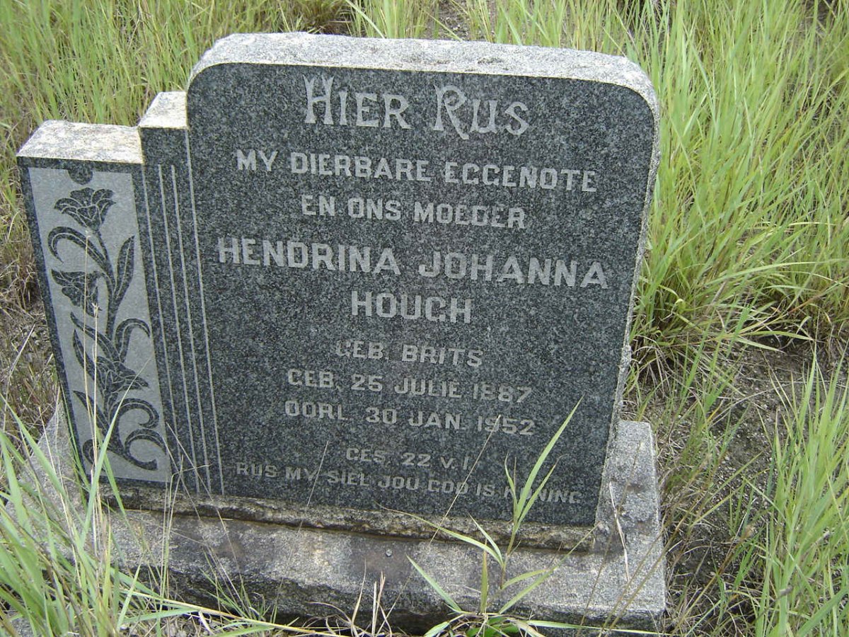 HOUGH Hendrina Johanna nee BRITS 1887-1952