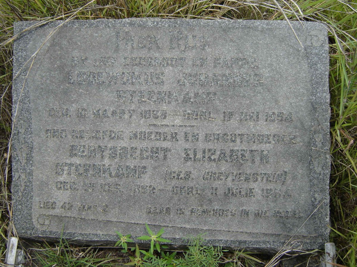 STEENKAMP Lodewikus Johannes 1893-1954 &amp; ? Elizabeth GREYVENSTEIN 1894-1954