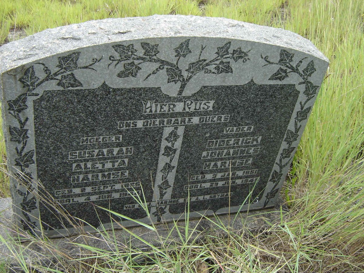 HARMSE Diderick Johannes 1851-1945 &amp; Susarah Aletta 1855-1944