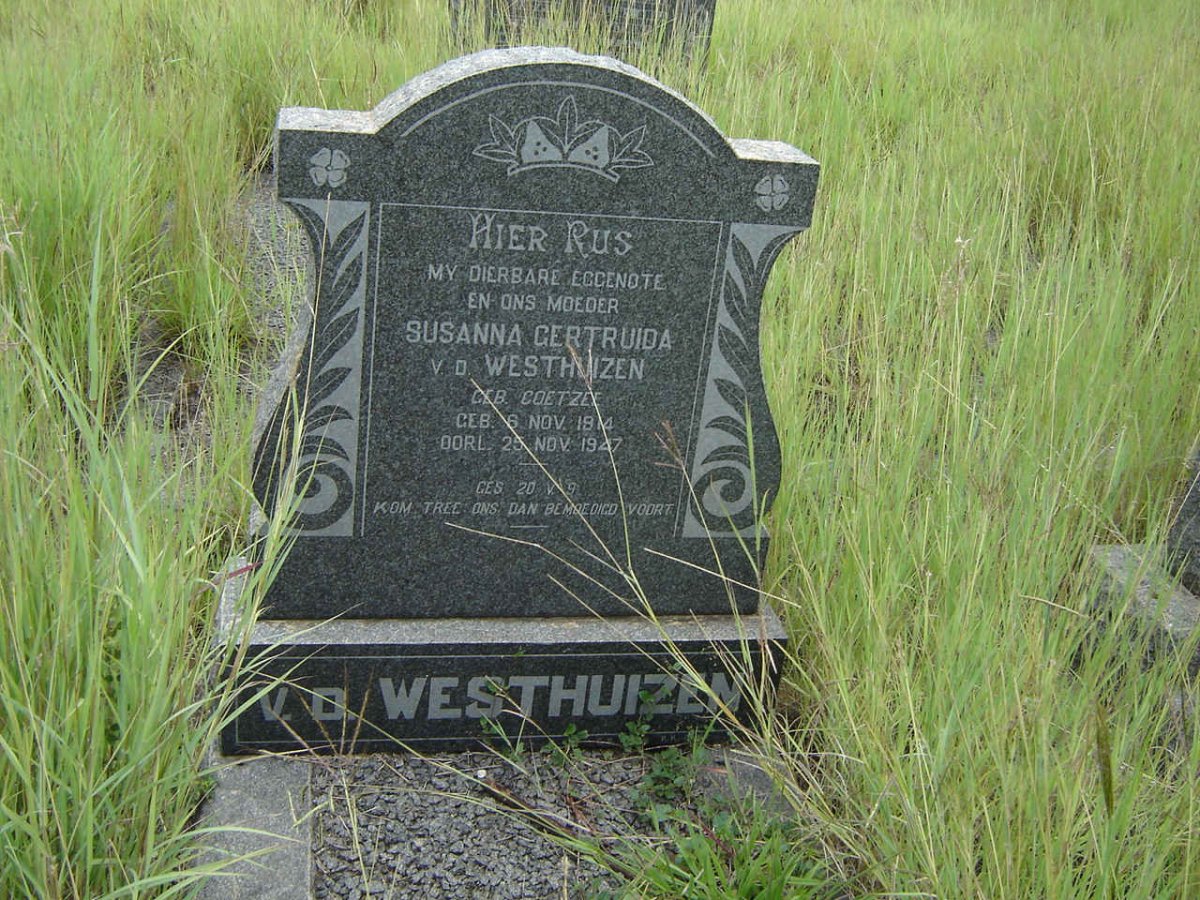 WESTHUIZEN Susanna Gertruida, v.d. nee COETZEE 18?4-1947