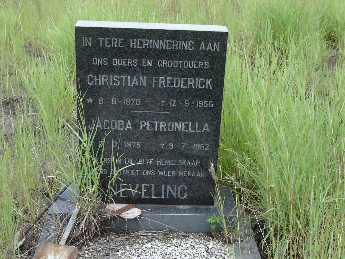 NEVELING Christian Frederick 1870-1955 &amp; Jacoba Petronella 1875-1962