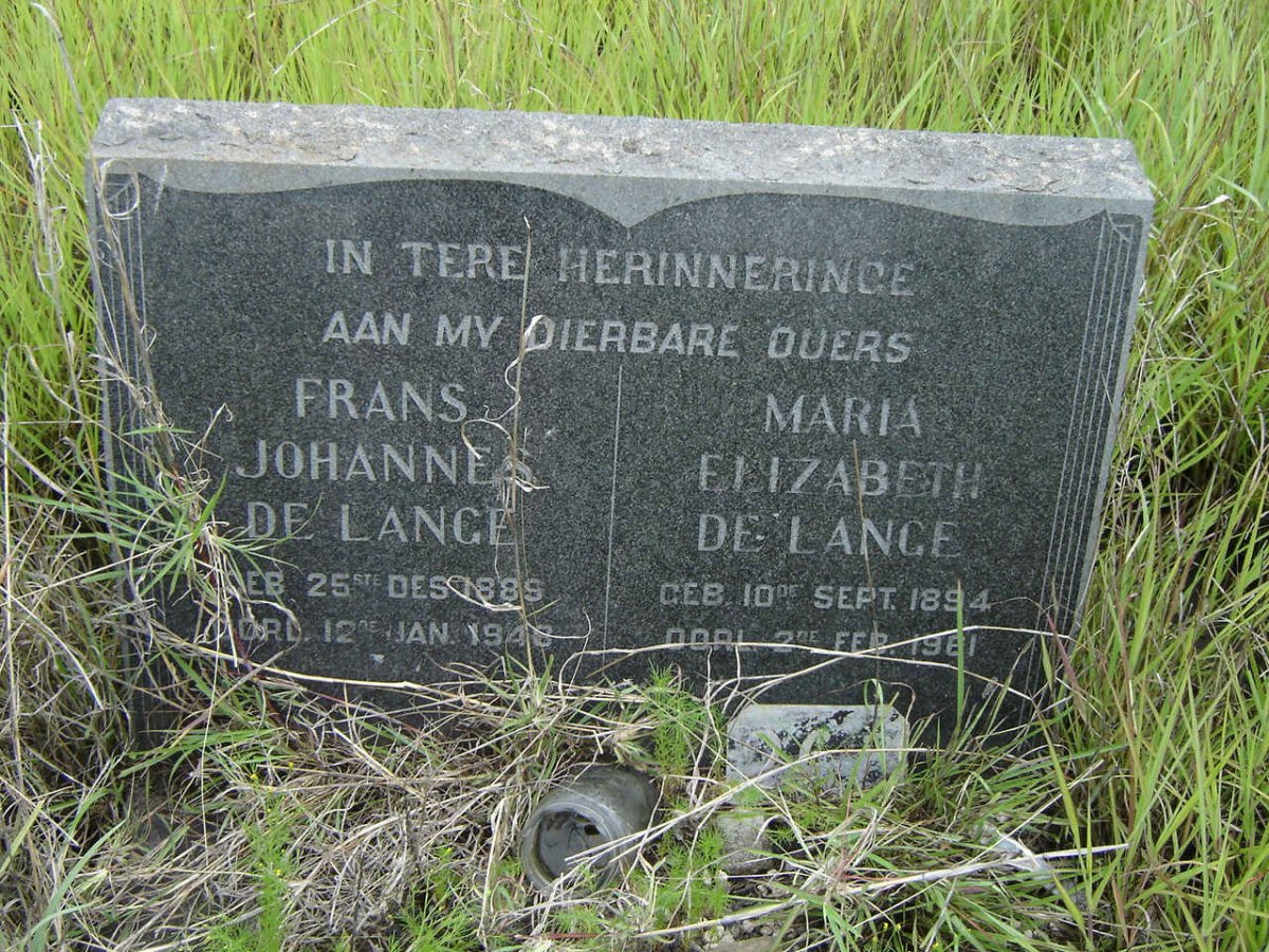 LANGE Frans Johannes, de 1889-1946 &amp; Maria Elizabeth 1894-1961