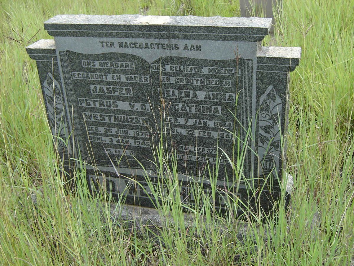 WESTHUIZEN Jasper Petrus. v.d. 1876-1945 &amp; Helena Anna Catrina 1884-1945?