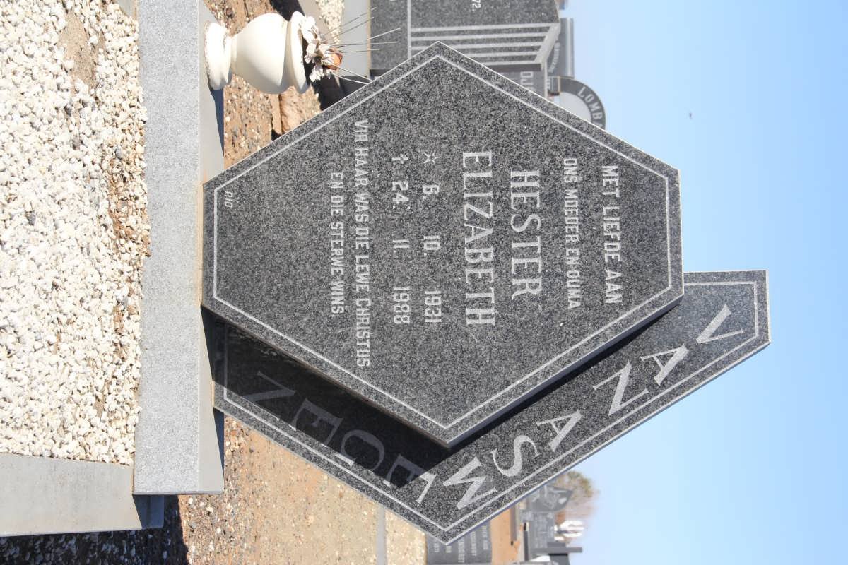 ASWEGEN Hester Elizabeth, van 1931-1988