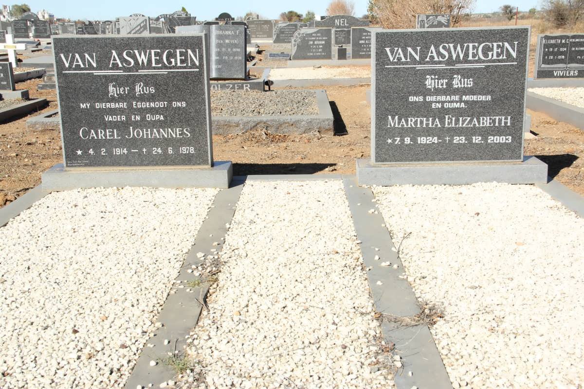 ASWEGEN Carel Johannes, van 1914-1978 &amp; Martha Elizabeth 1924-2003