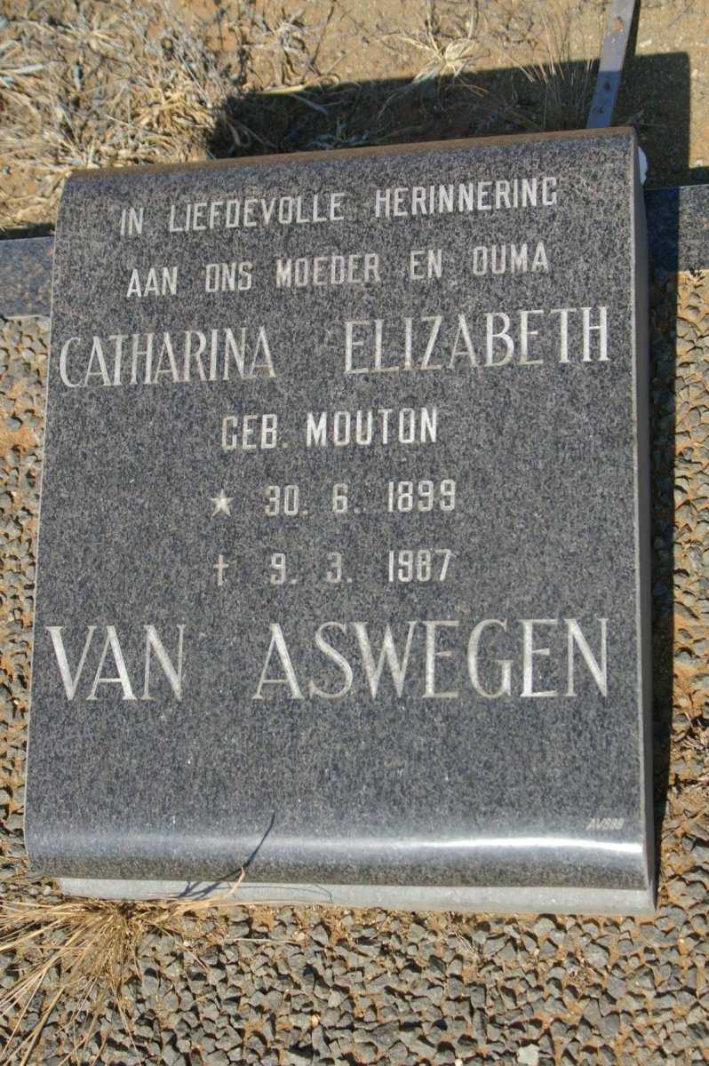 ASWEGEN Catharina Elizabeth, van nee MOUTON 1899-1987