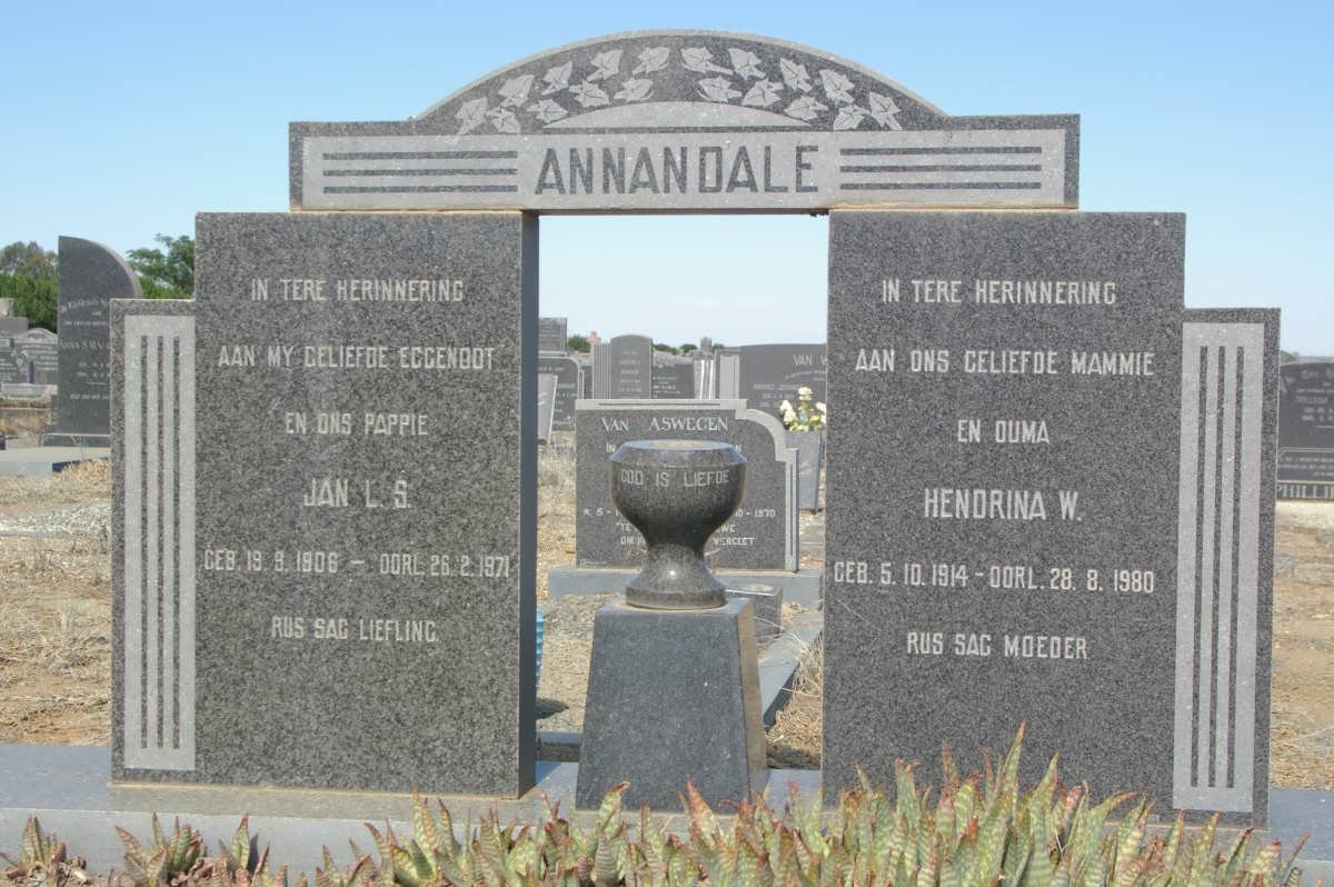 ANNANDALE Jan L.S. 1906-1971 &amp; Hendrina W. 1914-1980