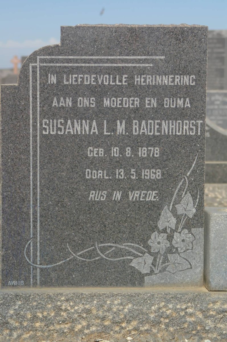 BADENHORST Susanna L.M. 1878-1968