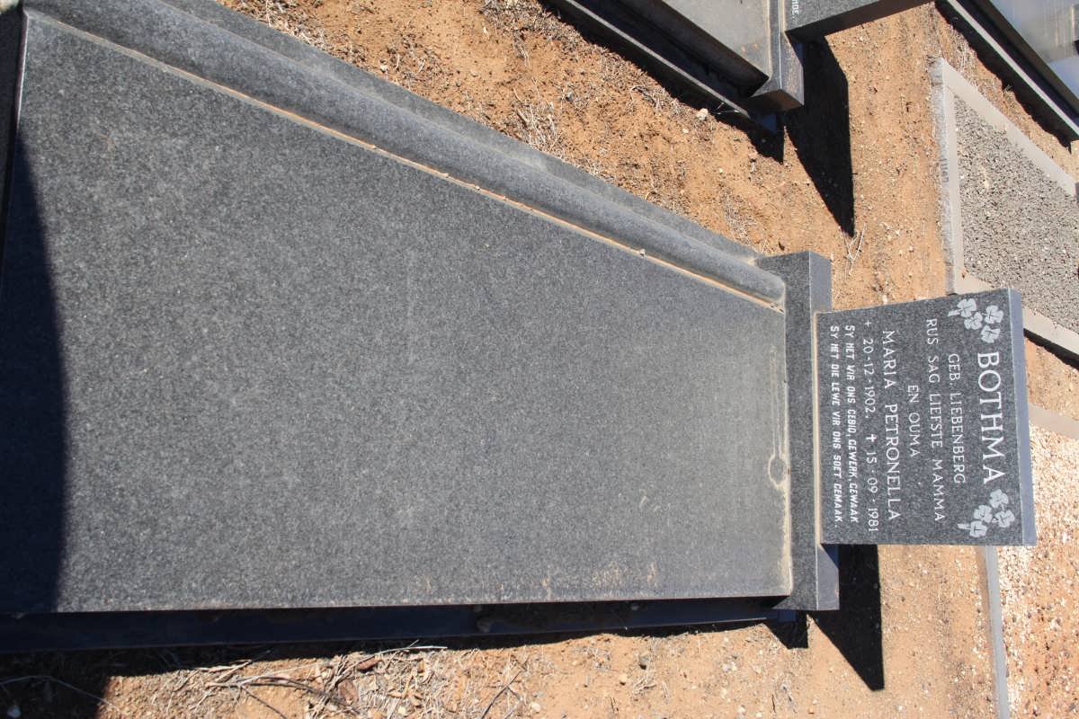 BOTHMA Maria Petronella nee LIEBENBERG 1902-1981