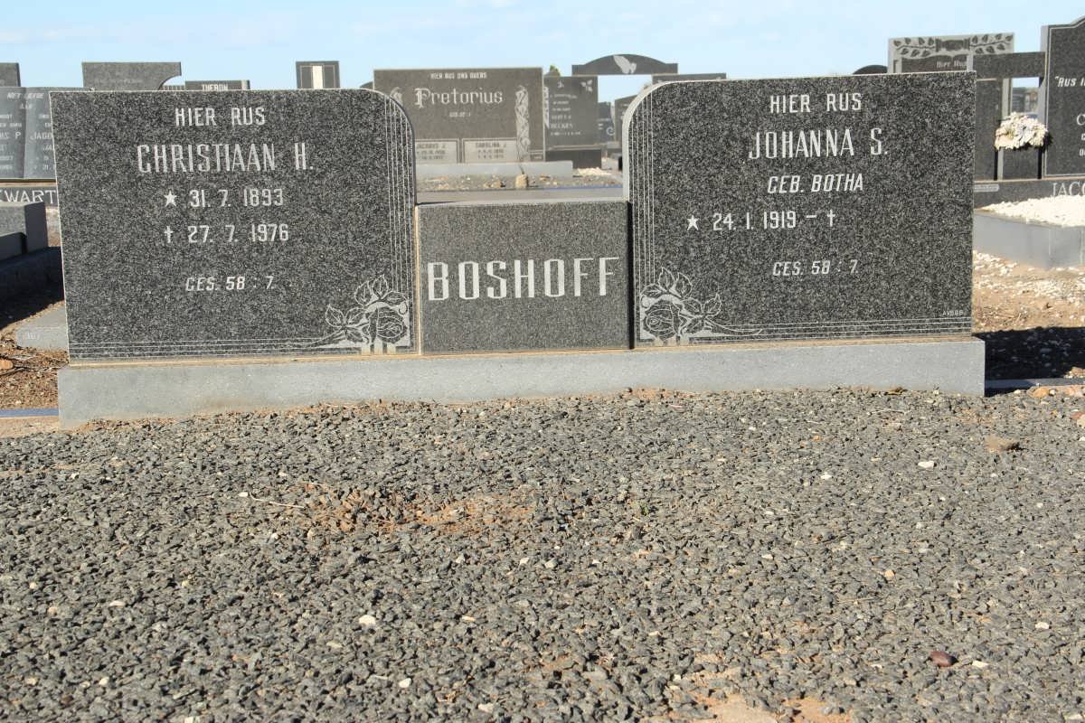 BOSHOFF Christiaan H. 1893-1976 &amp; Johanna S. BOTHA 1919-