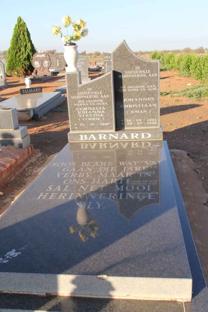 BARNARD Johannes Christiaan 1941-1998 &amp; Cornelia Johanna Stevina 1947-
