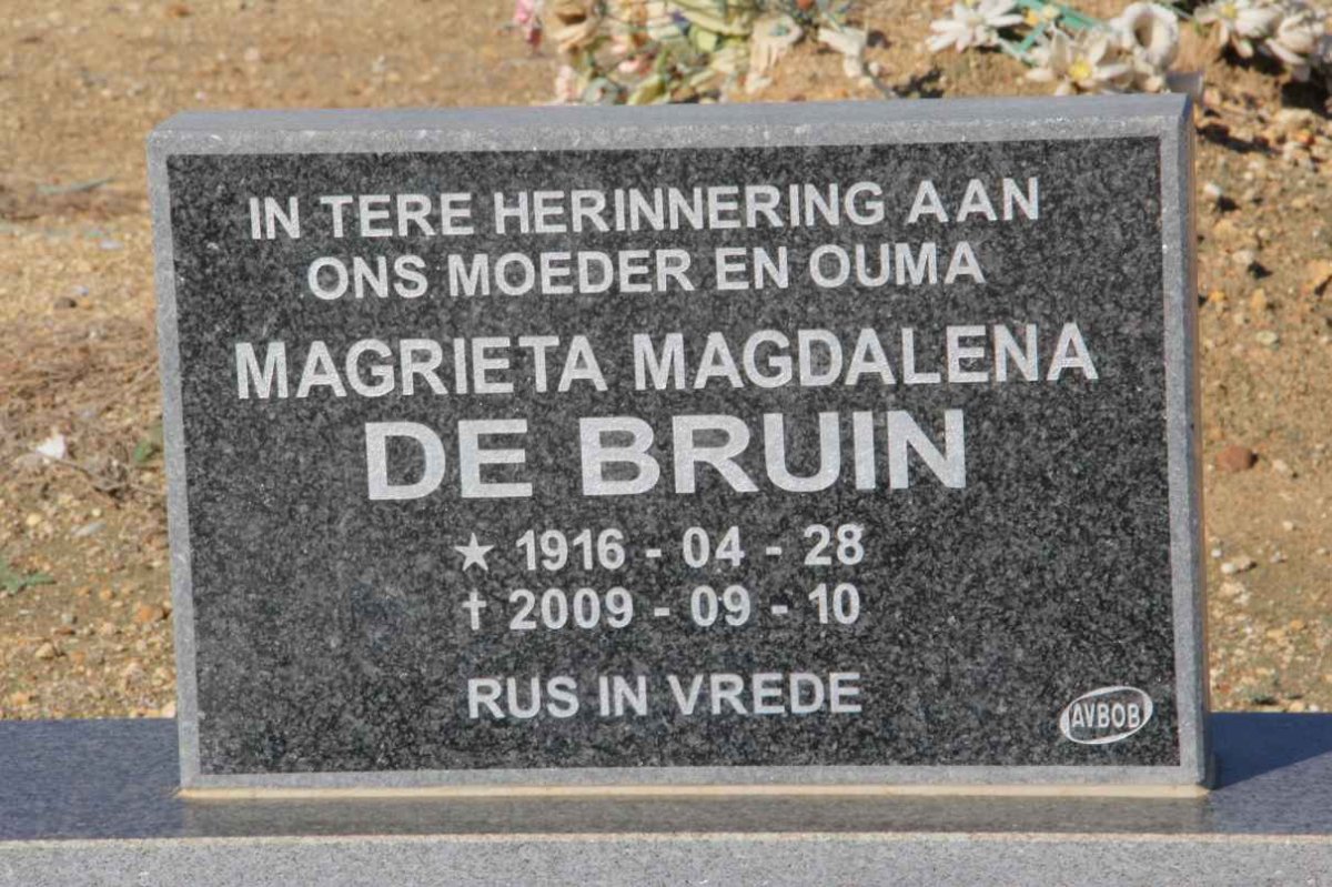 BRUIN Magrieta Magdalena, de 1916-2009