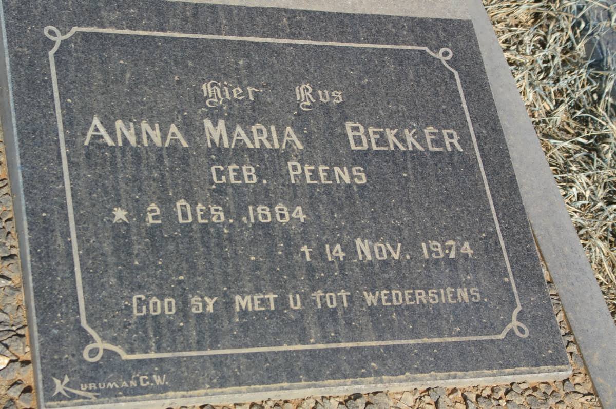 BEKKER Anna Maria nee PEENS 1884-1974