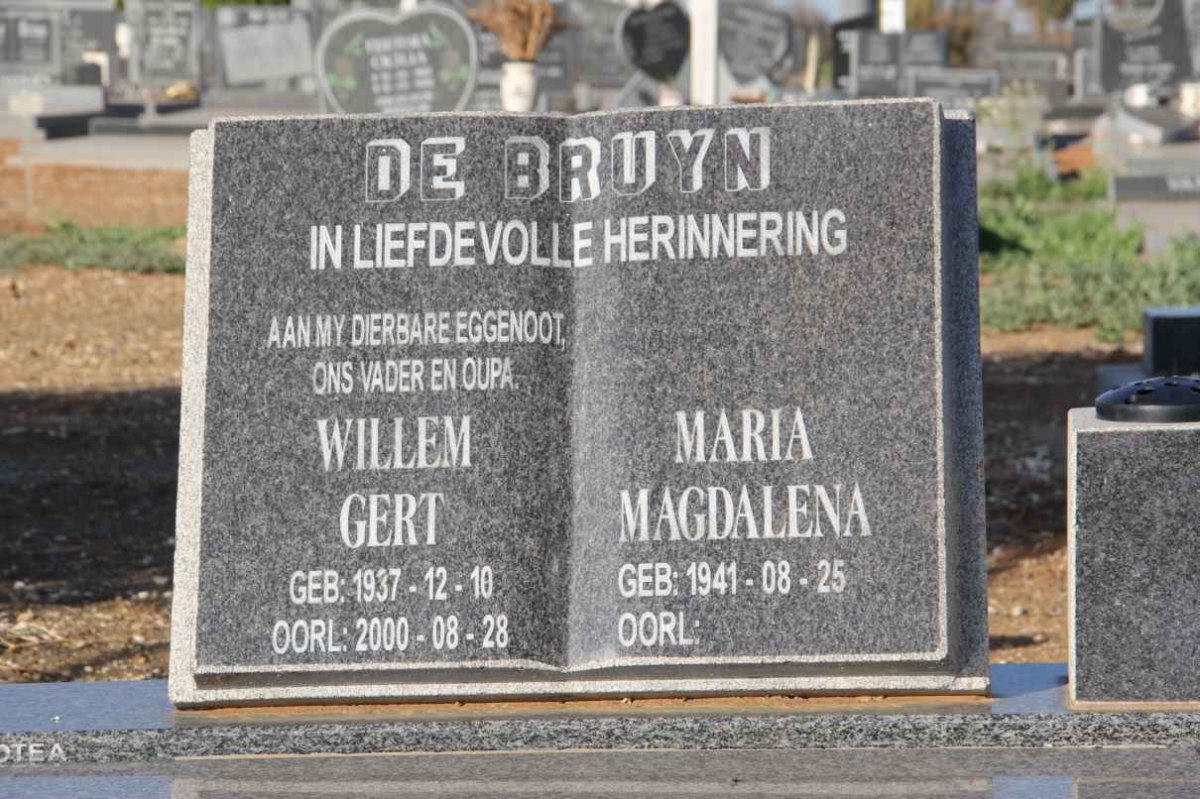 BRUYN Willem Gert, de 1937-2000 &amp; Maria Magdalena 1941-