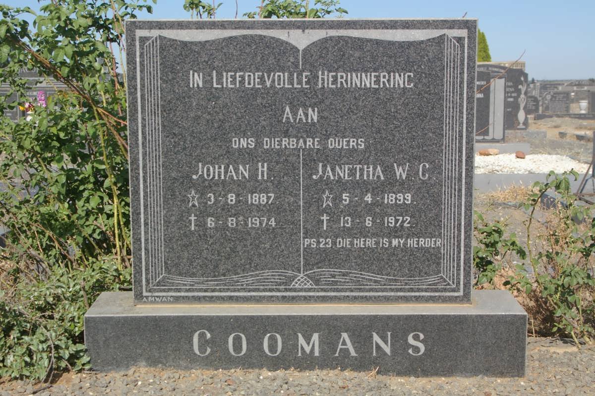 COOMANS Johan H. 1887-1974 &amp; Janetha W.C. 1899-1972