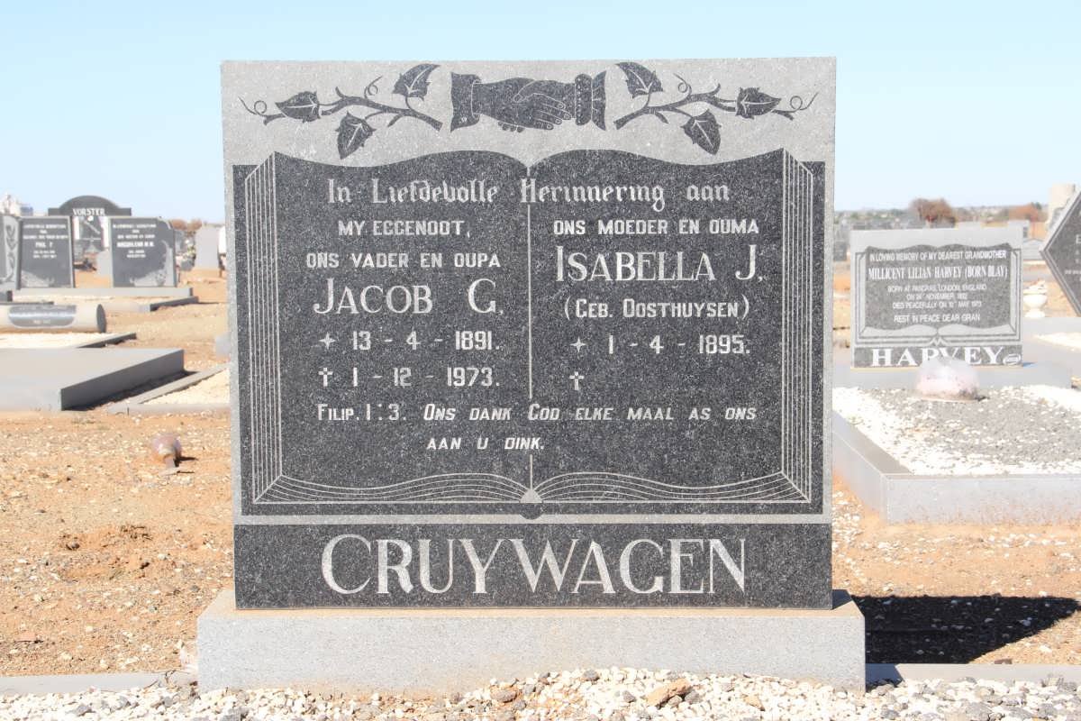 CRUYWAGEN Jacob G. 1891-1973 &amp; Isabella J. OOSTHUYSEN 1895-