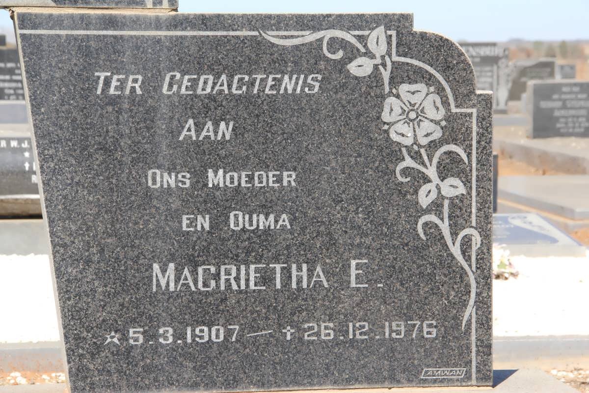 COETZER Magrietha E. 1907-1976
