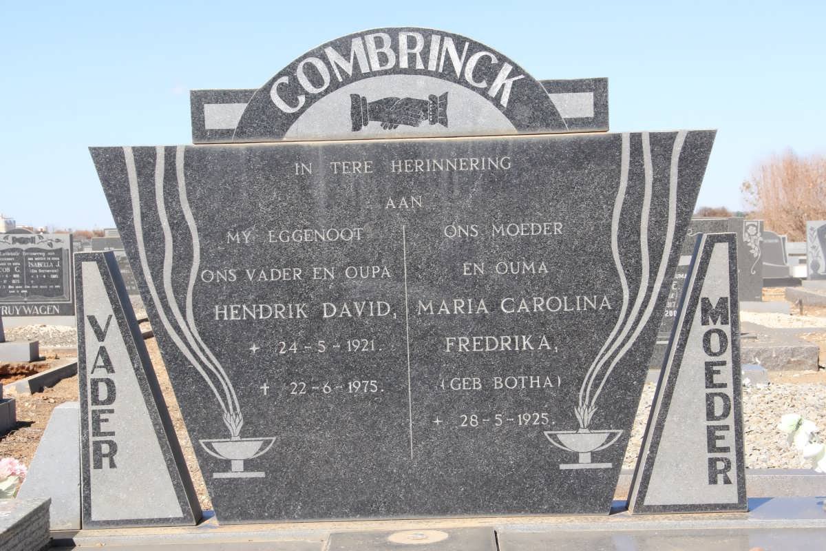 COMBRINCK Hendrik David 1921-1975 &amp; Maria Carolina Fredrika BOTHA 1925-