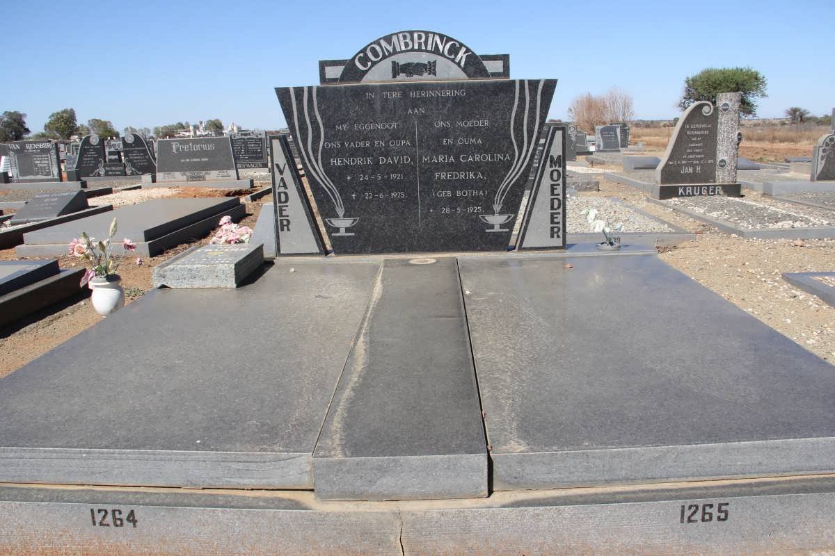 COMBRINCK Hendrik David 1921-1975 &amp; Maria Carolina Fredrika BOTHA 1925-
