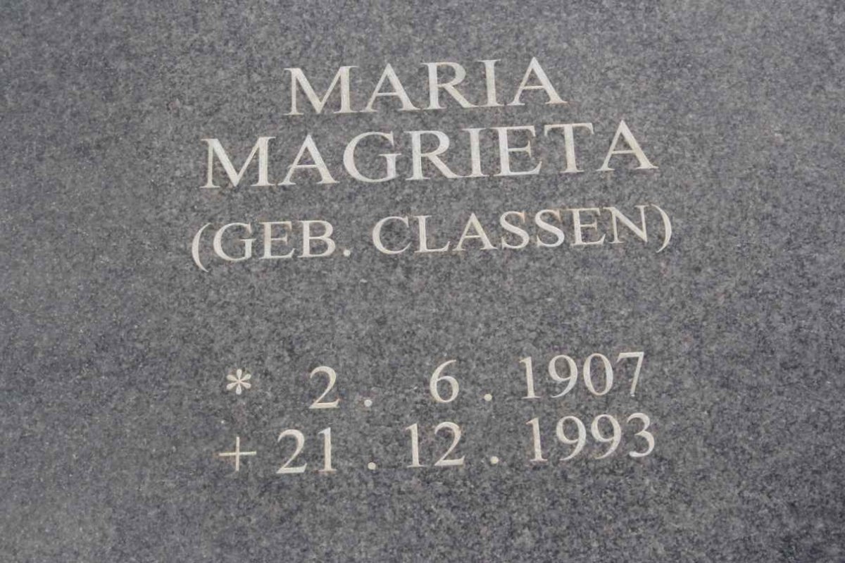COETZEE Maria Magrietha nee CLASSEN 1907-1993