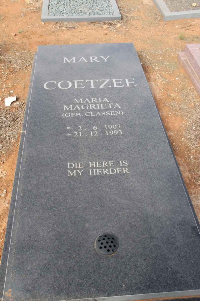 COETZEE Maria Magrietha nee CLASSEN 1907-1993