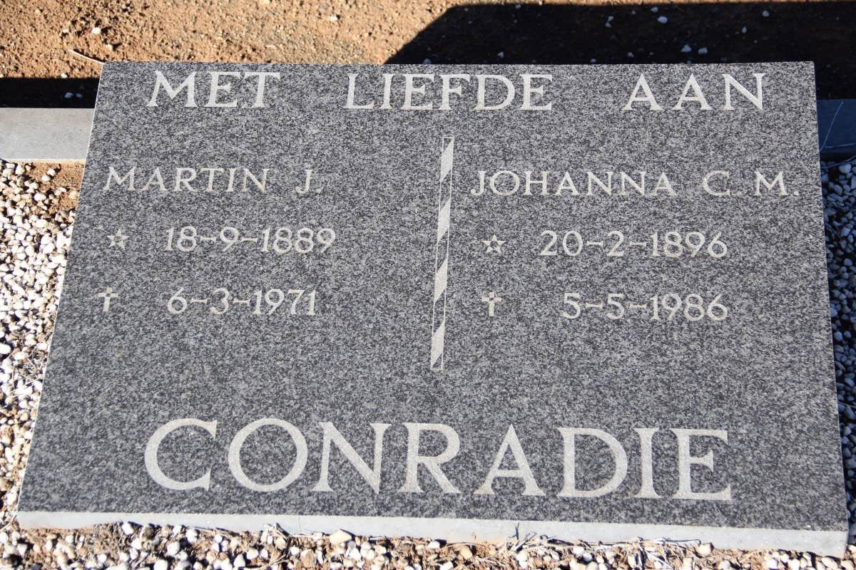 CONRADIE Martin J. 1889-1971 &amp; Johanna C. M. 1896-1986