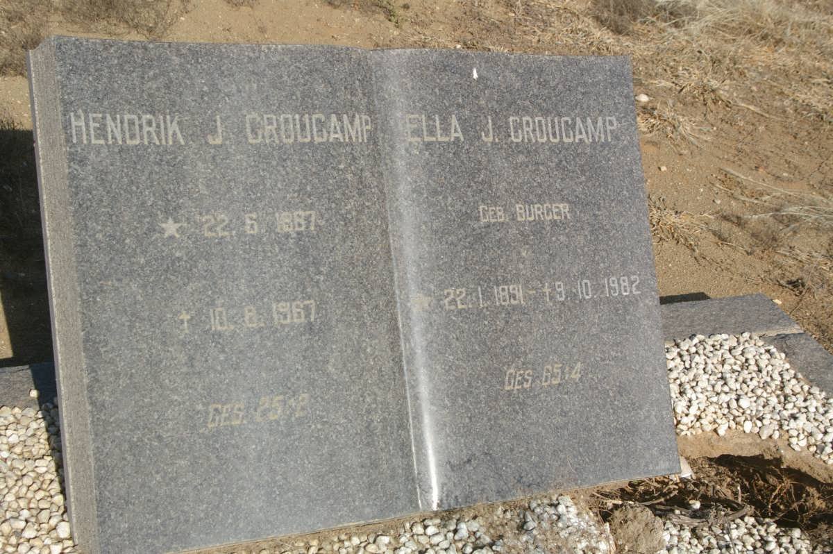 CROUCAMP Hendrik J. 1887-1967 &amp; Ella J. BURGER 1891-1982