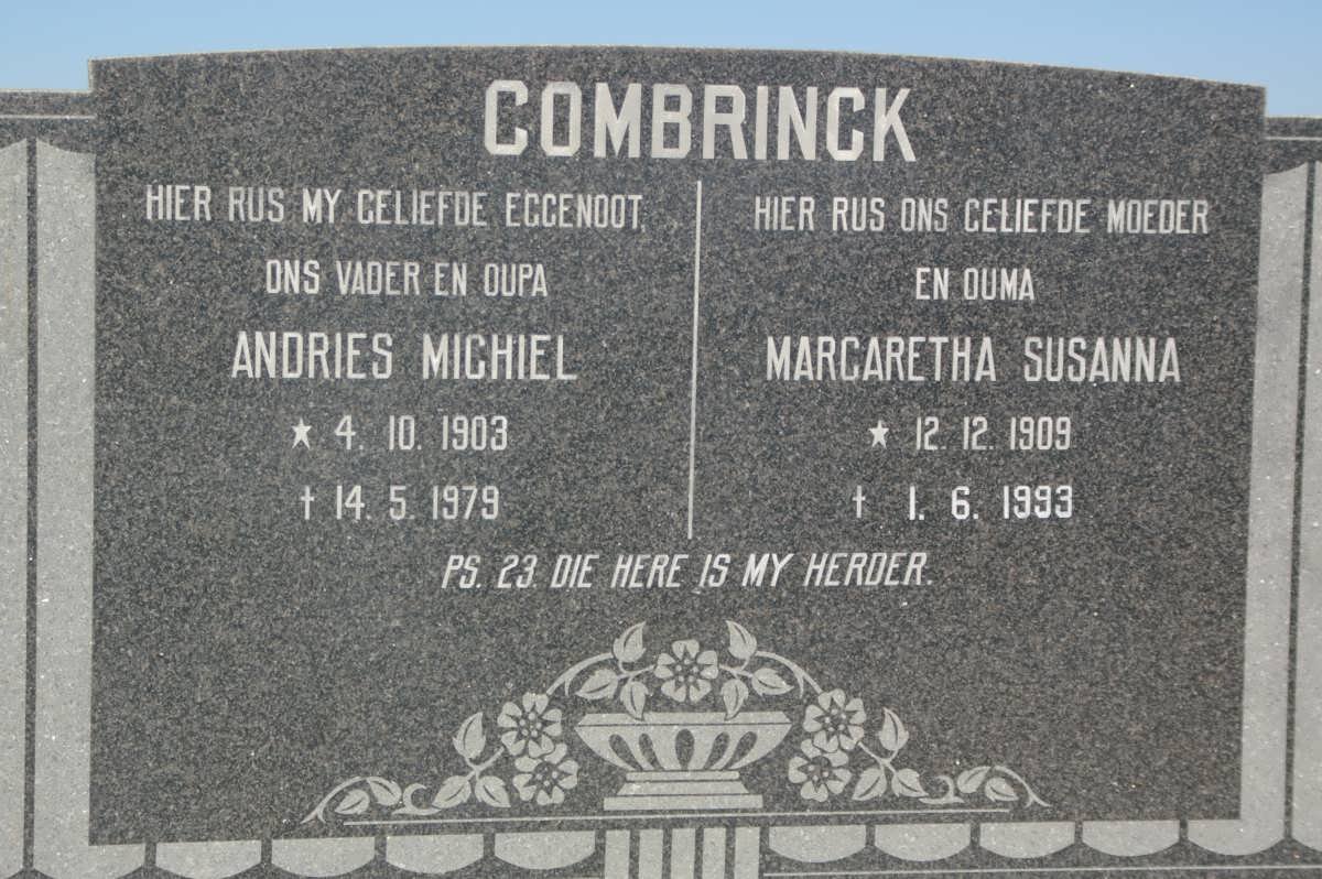 COMBRINCK Andries Michiel 1903-1979 &amp; Margaretha Susanna 1909-1993