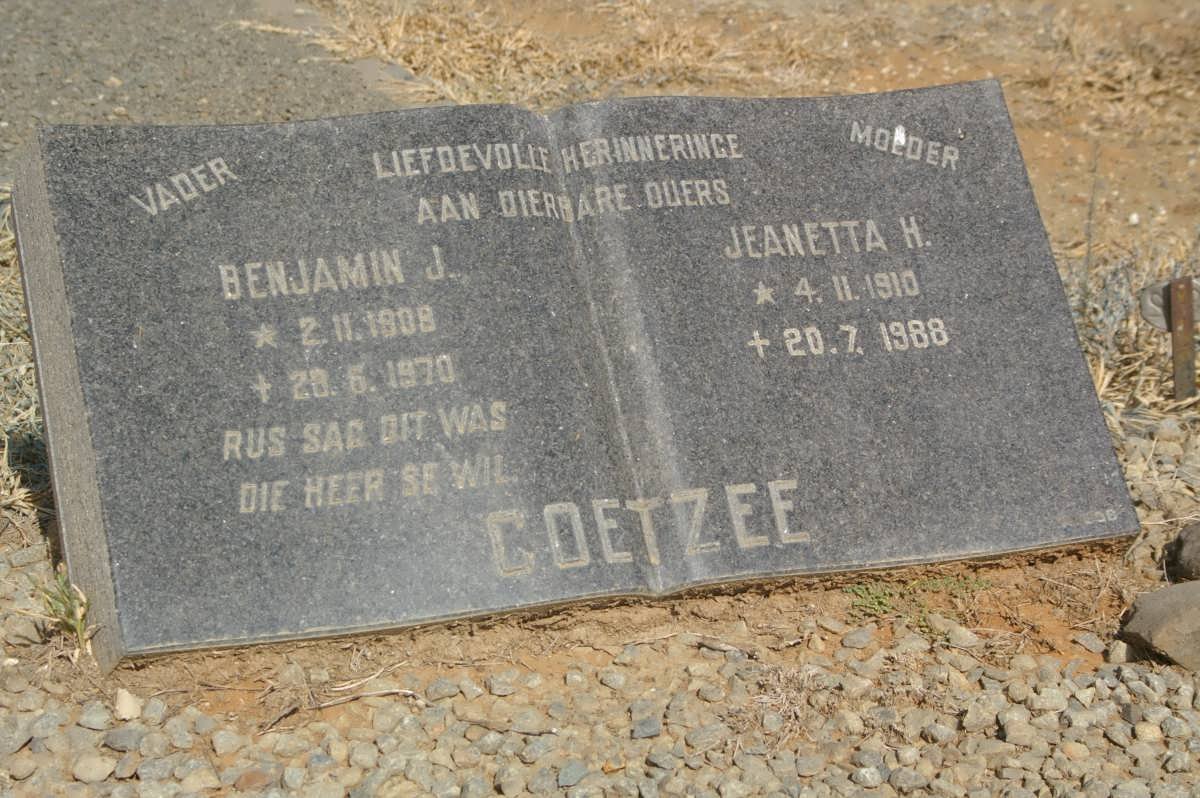 COETZEE Benjamin J. 1908-1970 &amp; Jeanetta H. 1910-1988
