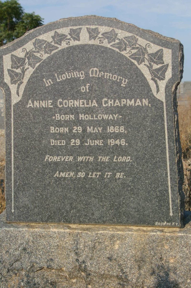 CHAPMAN Annie Cornelia nee HOLLOWAY 1868-1946
