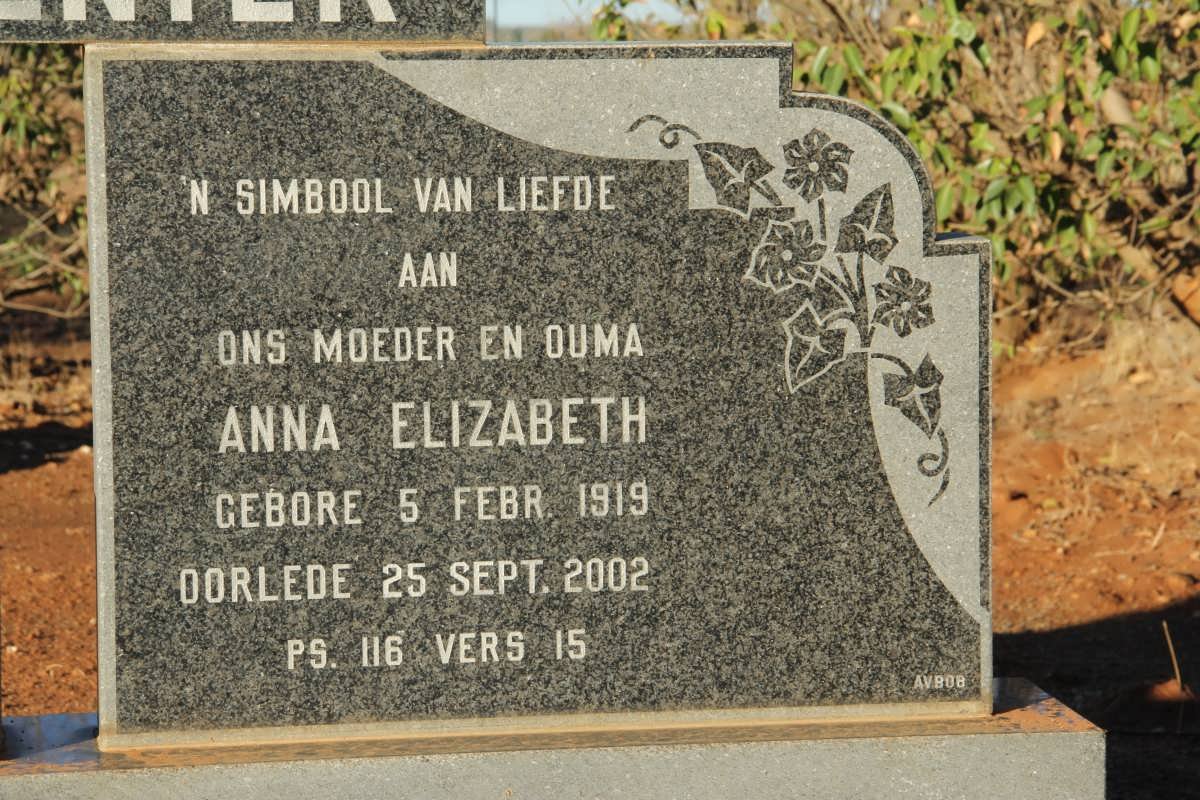 DEVENTER Anna Elizabeth, van 1919-2002